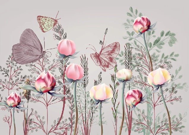 Panoramic flower & tulip wallpaper