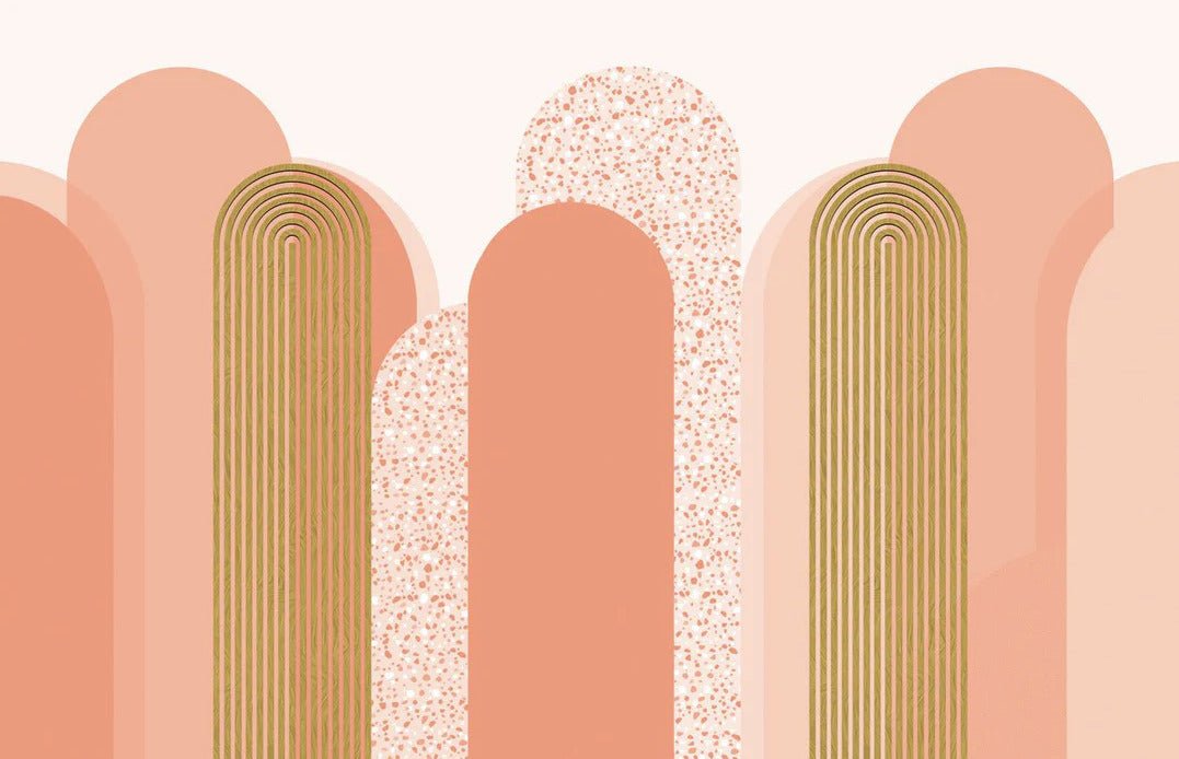 Graphic art deco wallpaper in pink