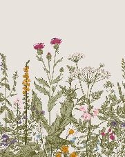 Romantic folk botanical flower wallpaper