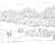 Italian Dolomites landscape wallpaper black white