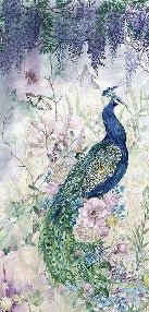 Peacock Bleu Floral Peacock painting wallpaper