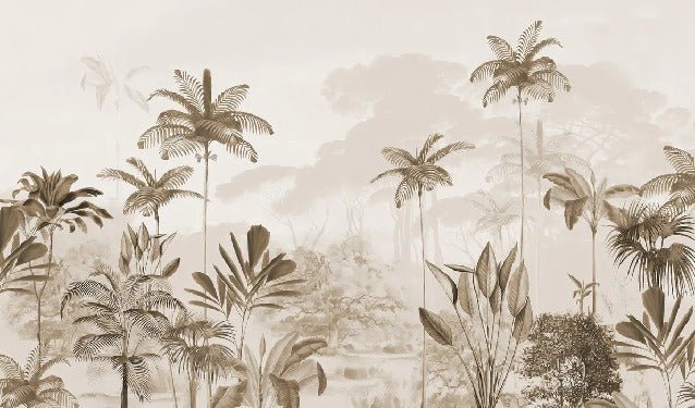 Panoramic jungle eden sepia wallpaper