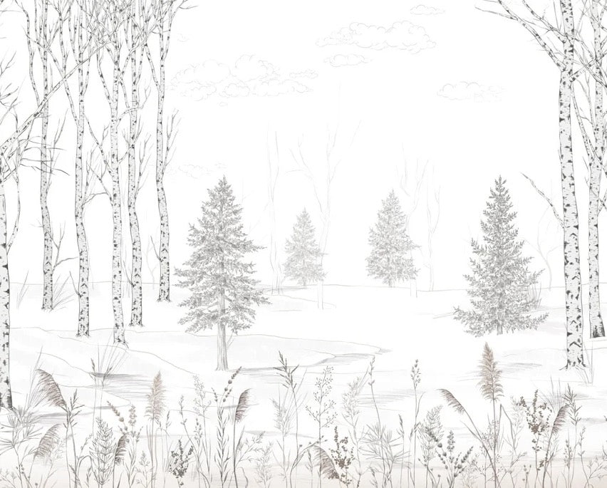 Black and white tree forest wallpaper