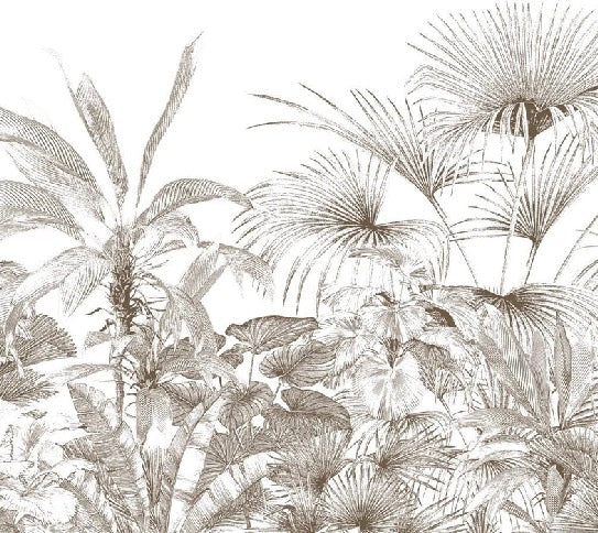 Tropical wallpaper monochrome engraving
