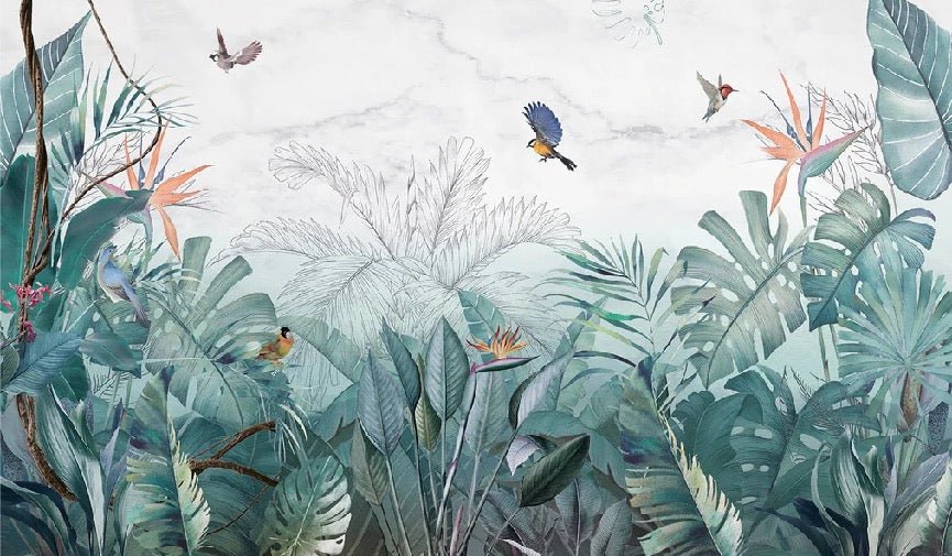 Blue marble jungle wallpaper