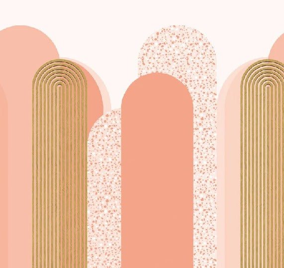 Graphic art deco wallpaper in pink