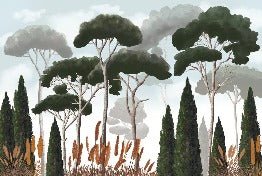 Custom wallpaper cypress pine and pampas grass