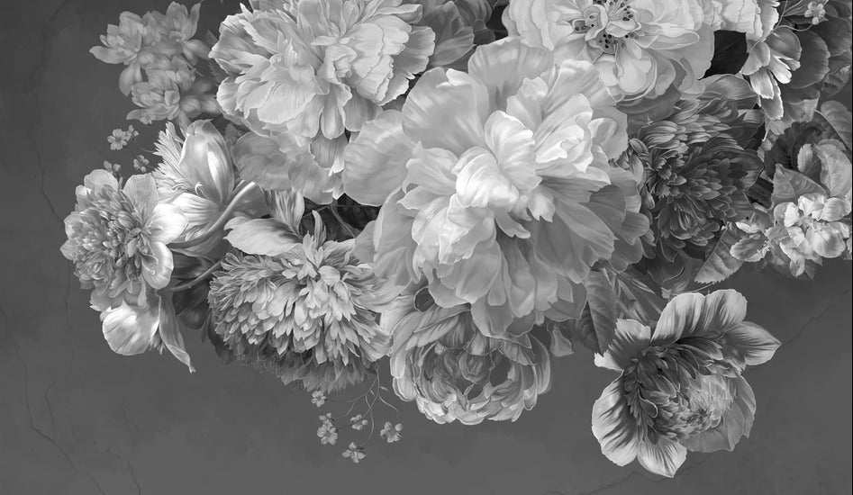Black and white peony flower wallpaper