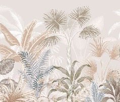 Panoramic terracotta jungle wallpaper