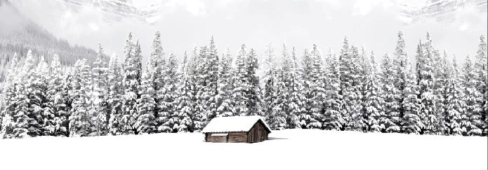 Panoramic mountain chalet wallpaper