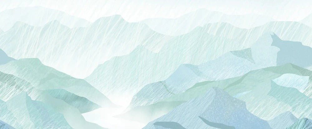 Bathroom wallpaper illustration mountains green