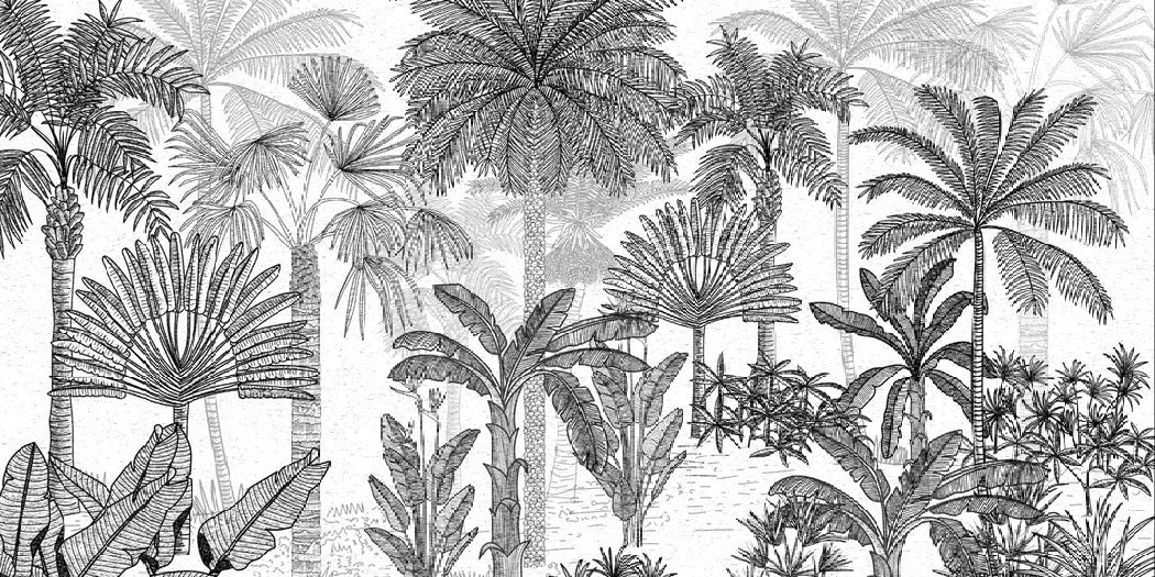 Toilet wallpaper jungle cocotier tendance gravure