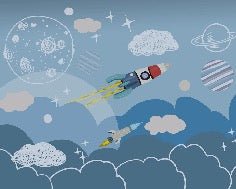 Children's wallpaper rocket space
