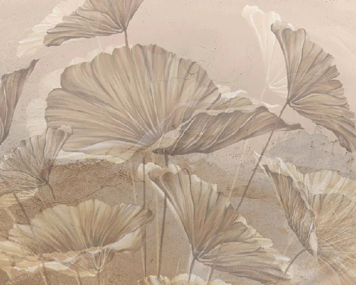 Panoramic lotus sepia wallpaper