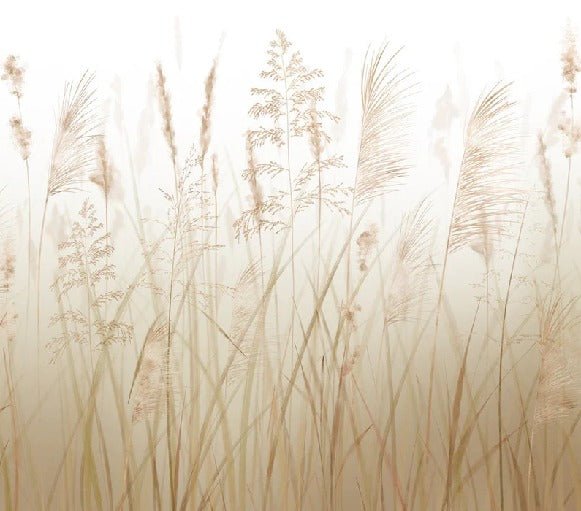 Beige wheat field flower toilet wallpaper