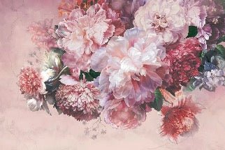 Panoramic peony pink wallpaper