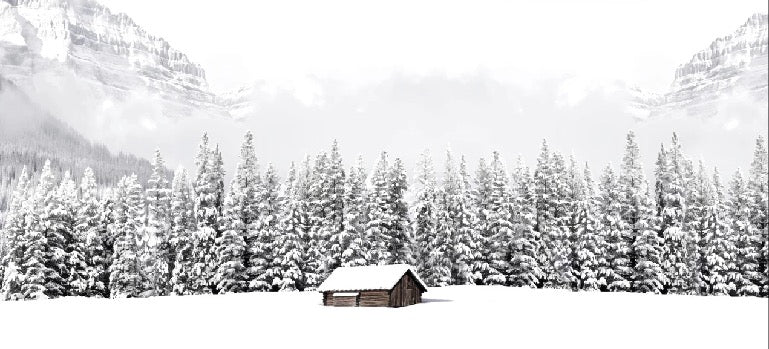 Panoramic mountain chalet wallpaper