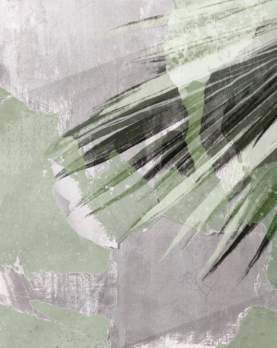 Panoramic wallpaper retro palm grey