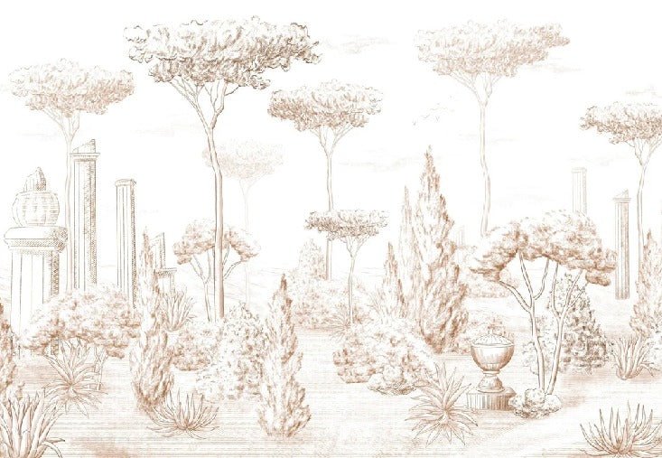 Sepia pinewood Roman-style wallpaper