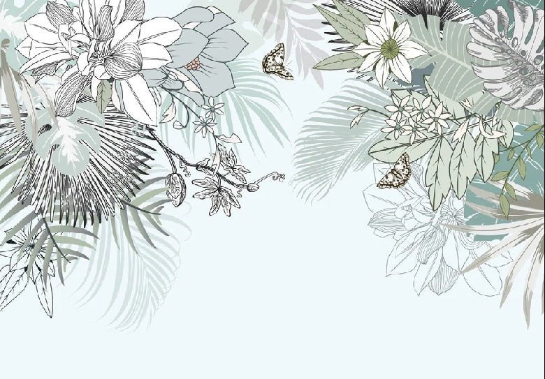 Papier peint tendance nature plante vert d'eau, XXL, tendance