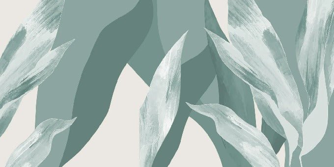 Papier peint panoramique étoffe florale vert d'eau, XXL, tendance