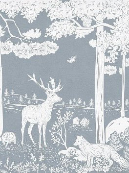 Papier peint animaux des bois bleu, XXL, tendance