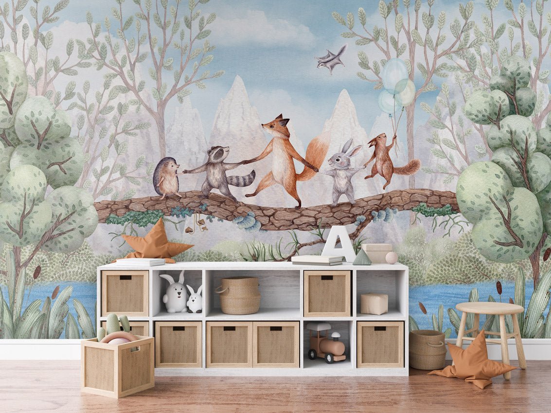 Papier peint enfant - Aventure animale - Muralconcept