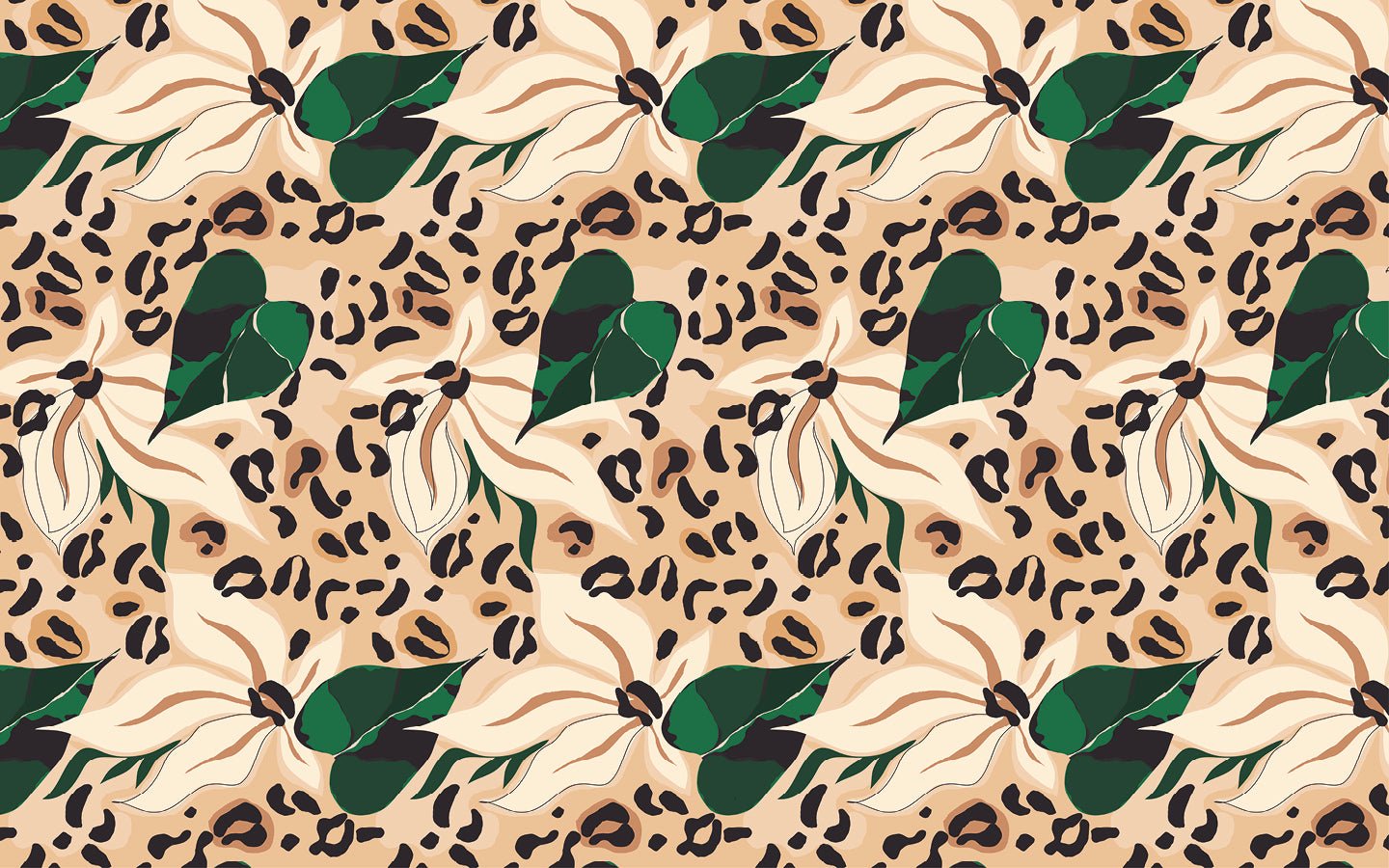 Papier peint abstrait fleur féline, XXL, tendance