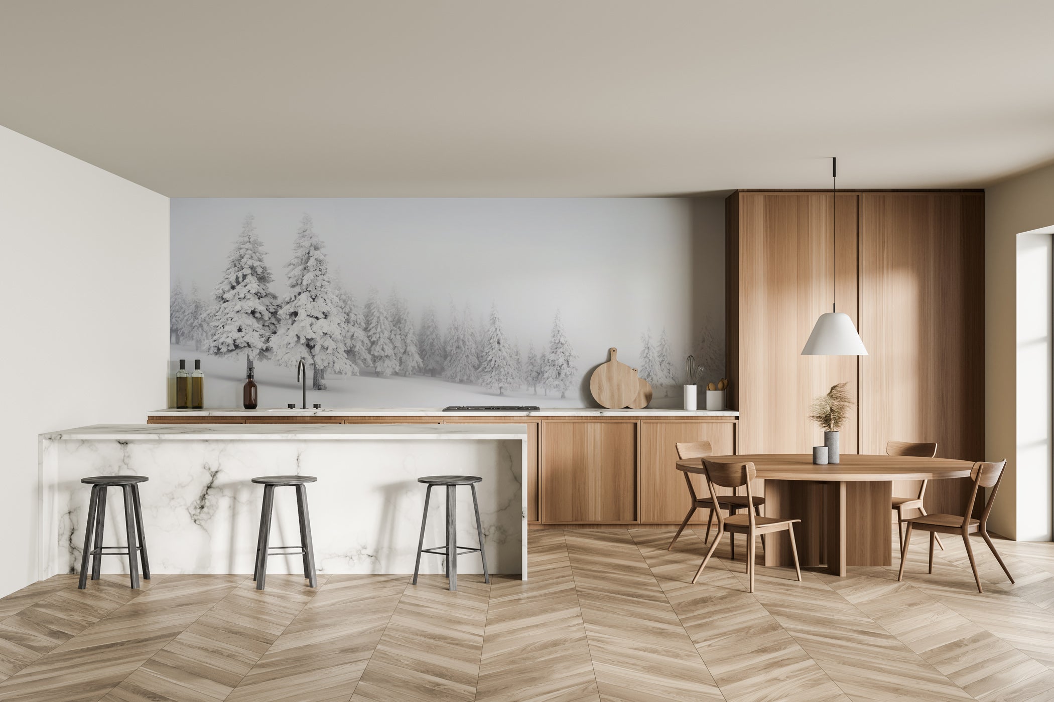 décoration murale prestige paysage enneigé noir et blanc