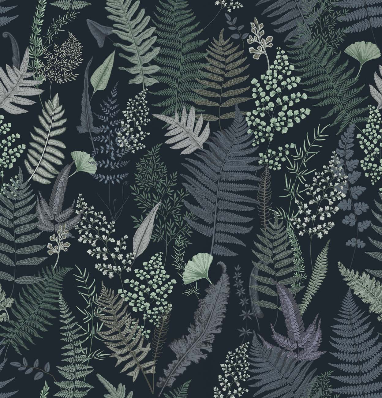 Papier peint toilette dense feuille bleu marine, XXL, tendance