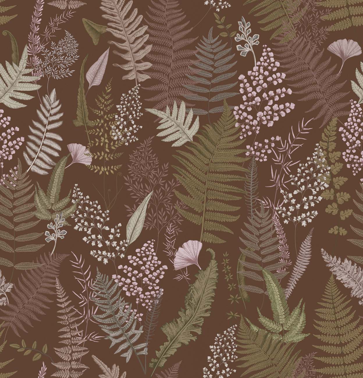 Papier peint feuille dense terracotta, XXL, tendance