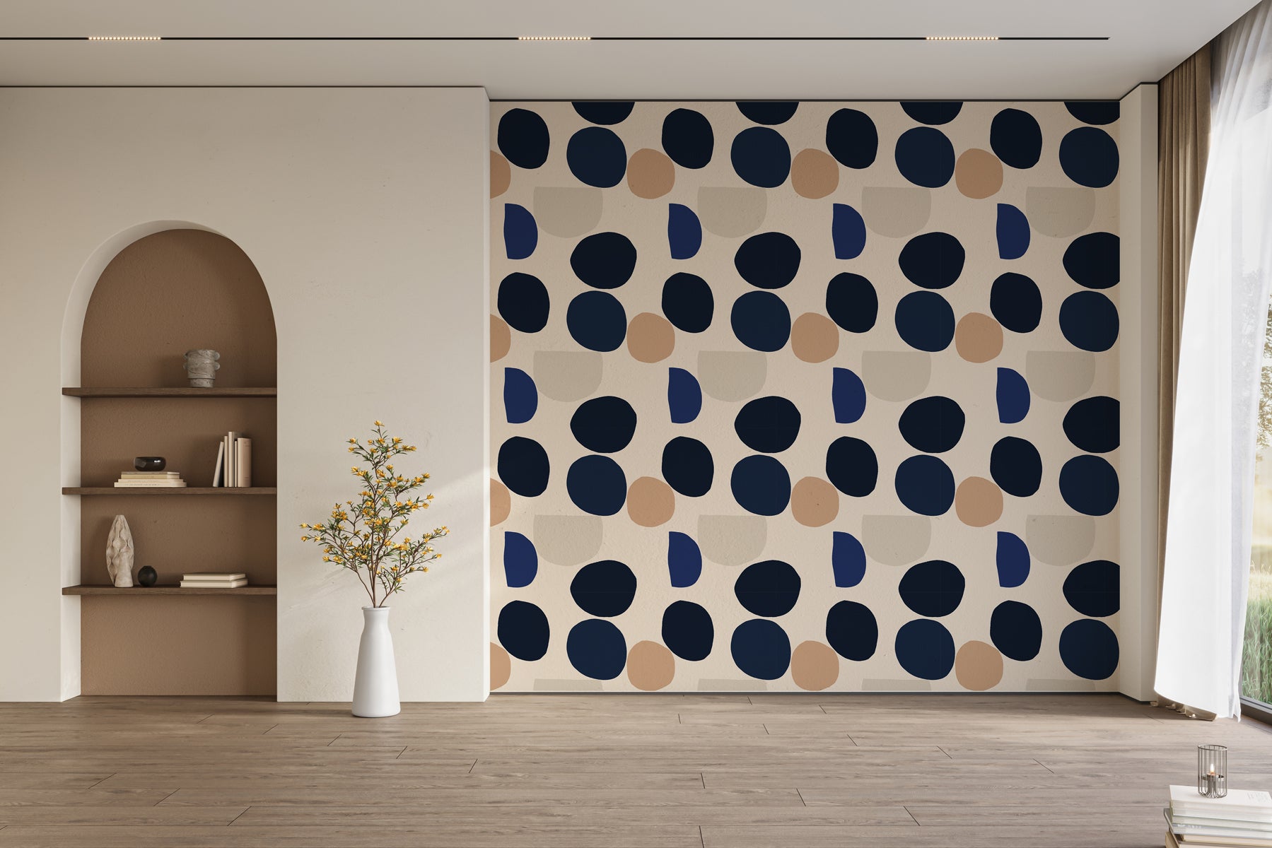 Papier peint rétro rond, XXL, tendance