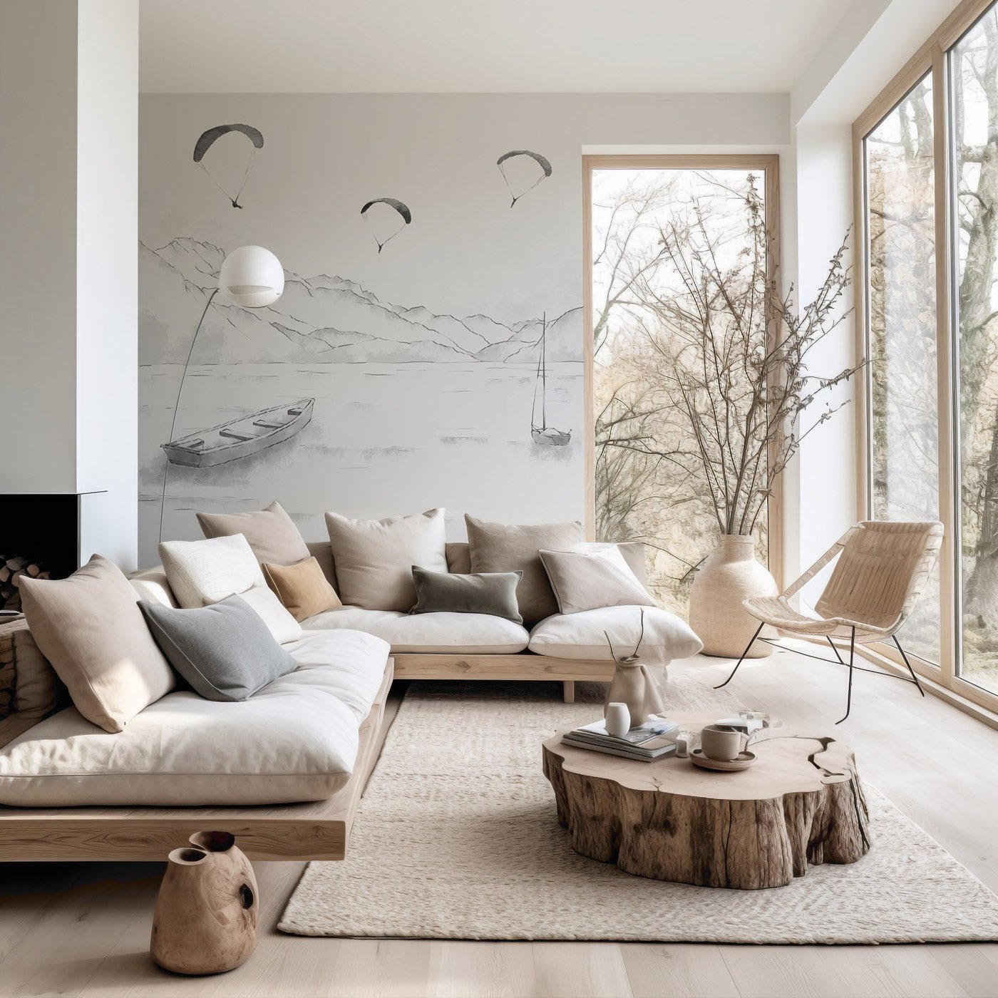 Papier peint Annecy - cimes & art en monochrome, XXL, tendance