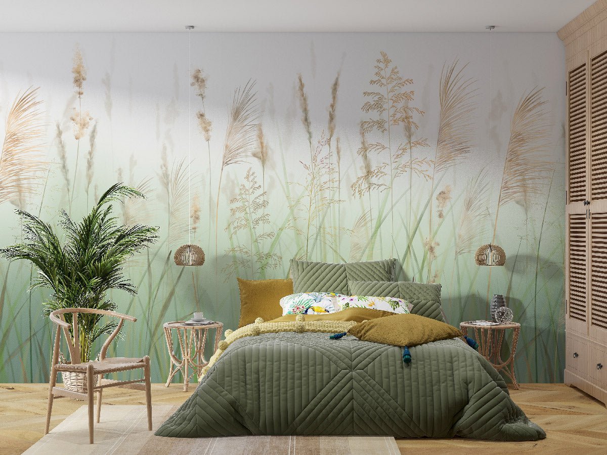 Papier peint fleur des champs de blé vert, XXL, tendance