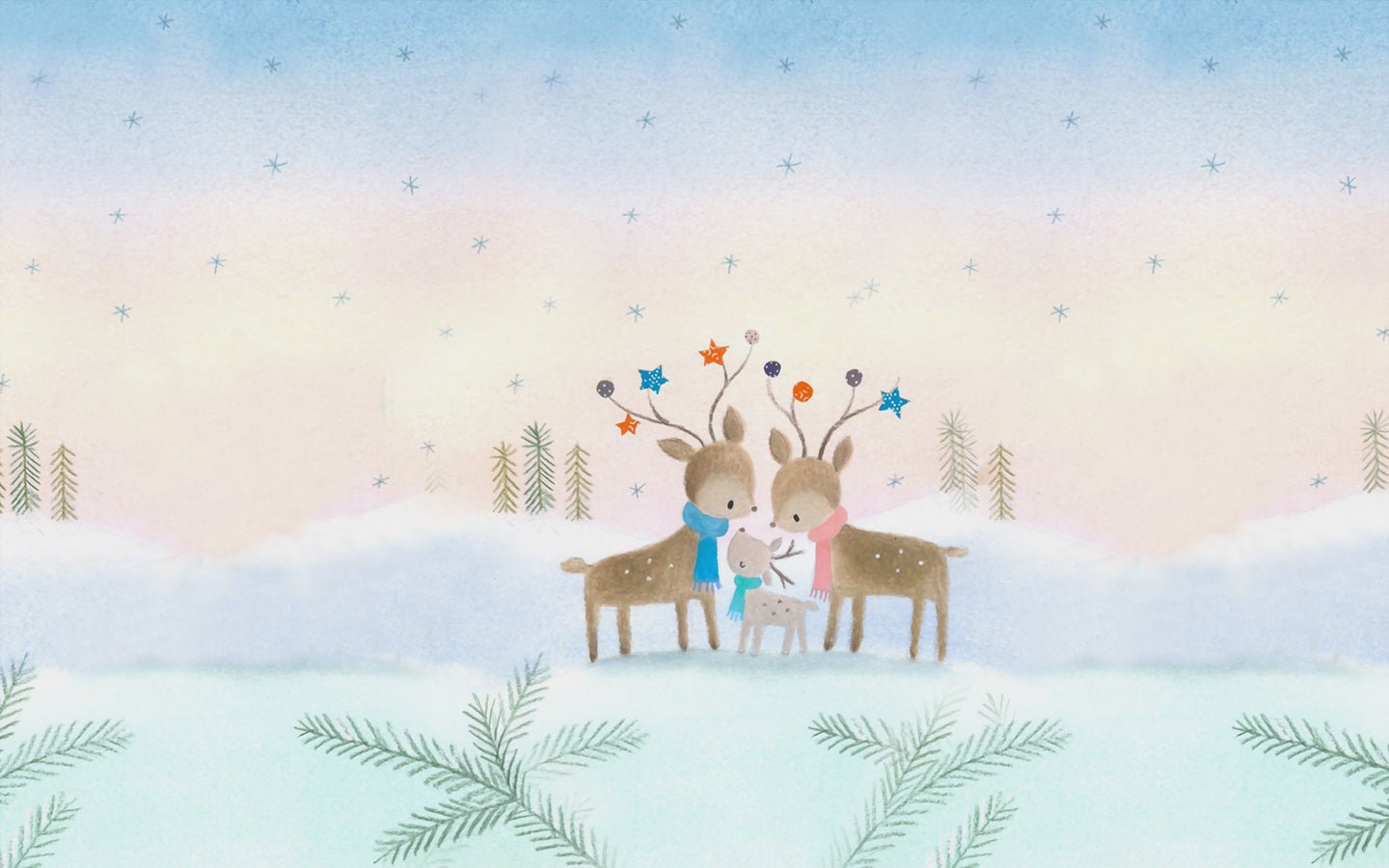 Papier peint panoramique enfant hiver enchanté - Muralconcept