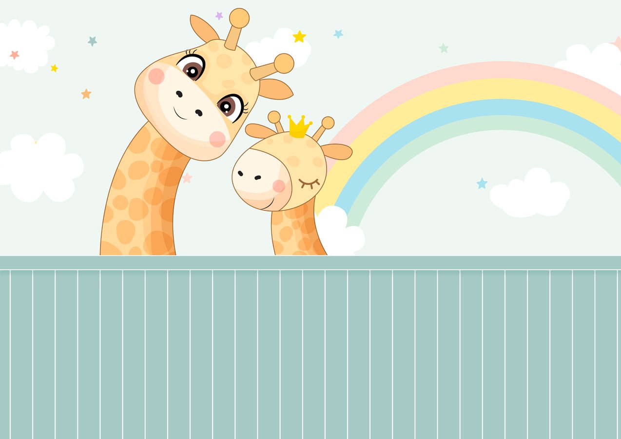 Papier peint chambre bébé scandinave girafe, mural concept, tendance