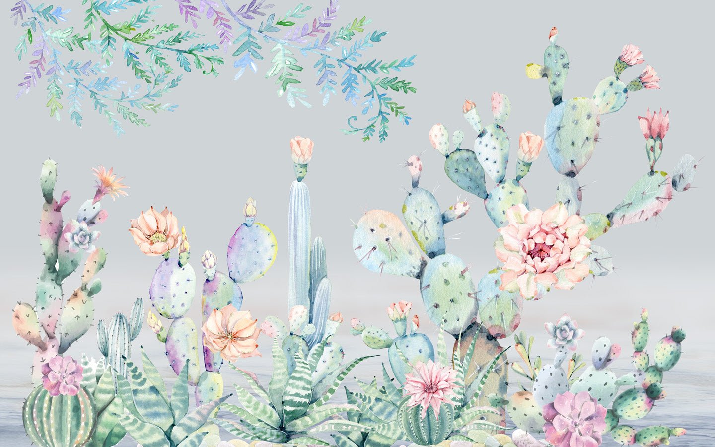 Papier peint Cactus colorés, mural concept, tendance