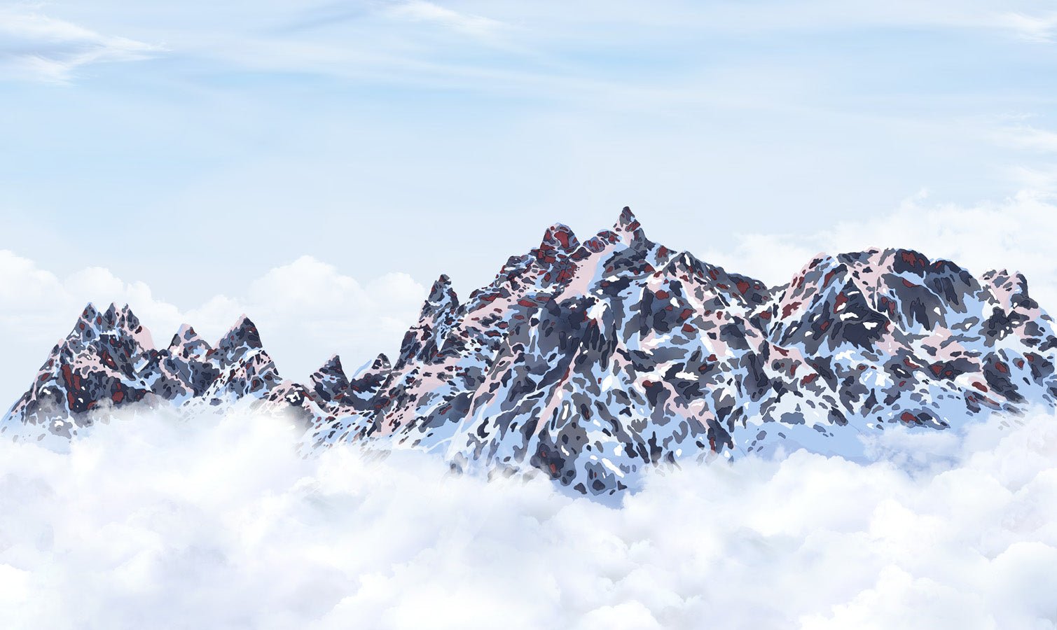 Papier peint Mont Blanc toile des Cimes, mural concept, tendance