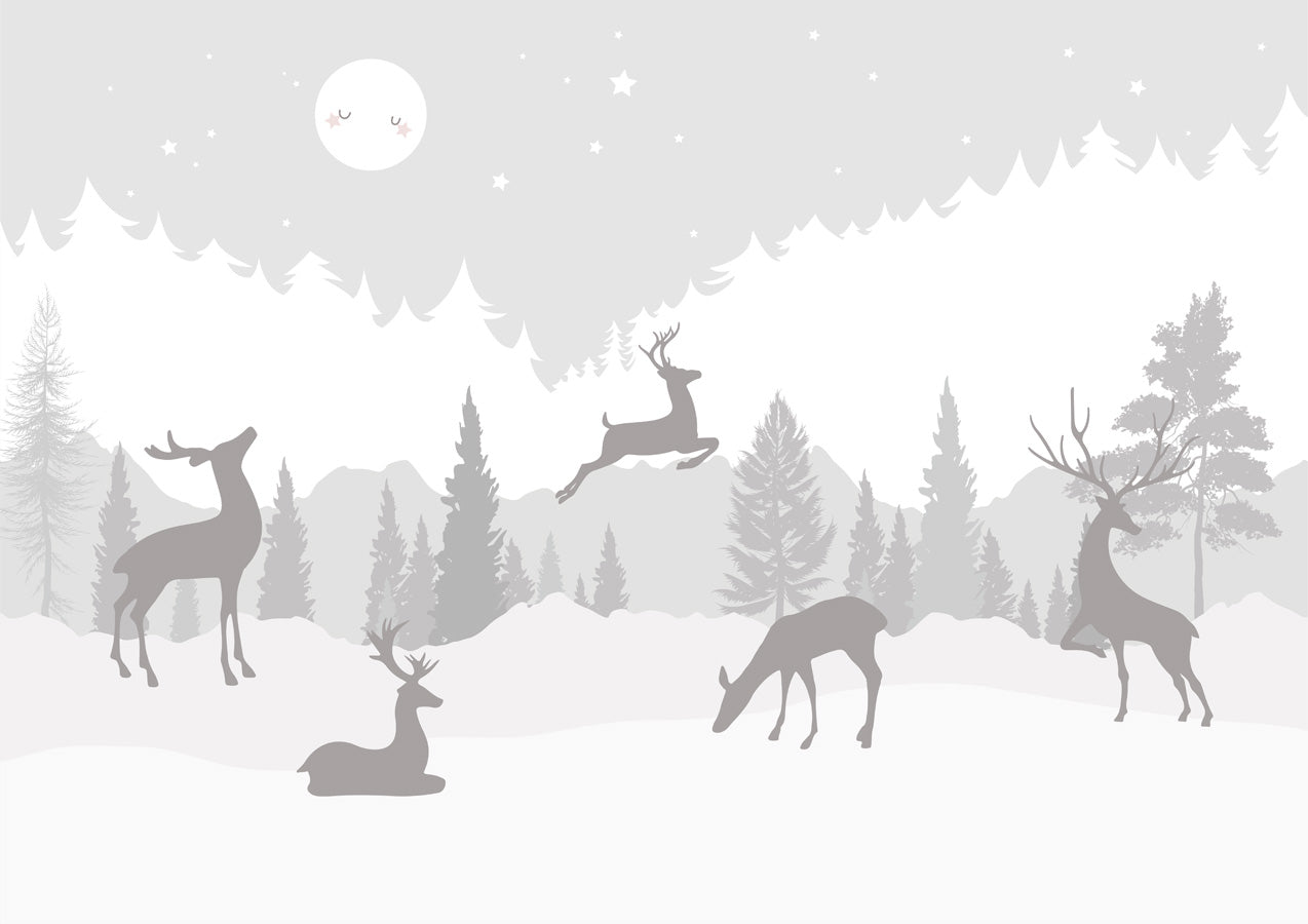 Papier peint chambre enfant danse des cerfs, mural concept, tendance