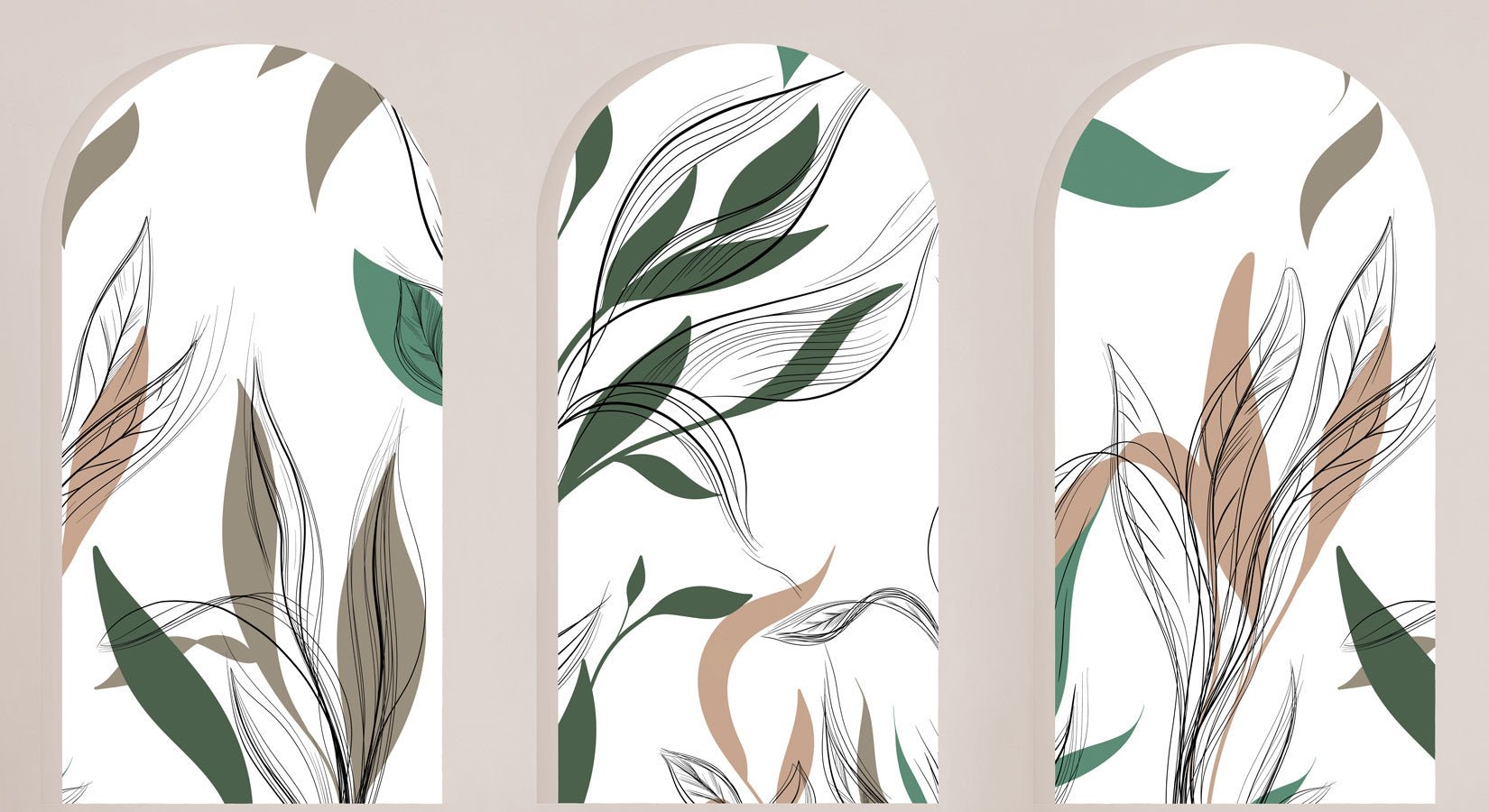 Papier peint flore architecturale, mural concept, tendance