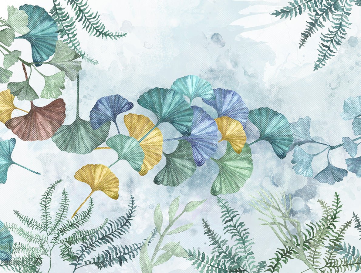 Papier peint panoramique ginkgo biloba japon, mural concept, tendance