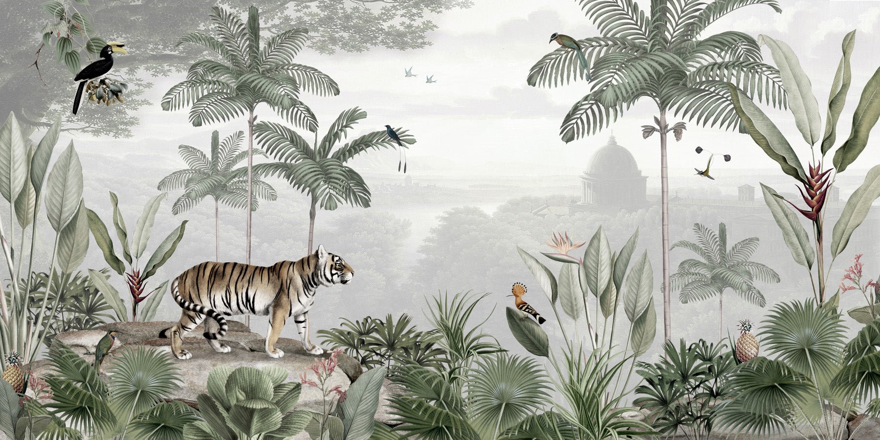 Papier peint jungle des félins, mural concept, tendance