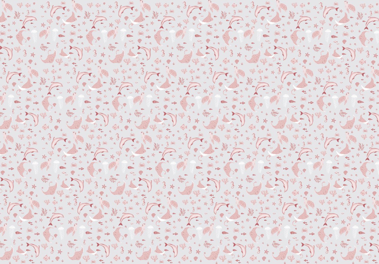 Papier peint motif océania rose poudré, mural concept, tendance