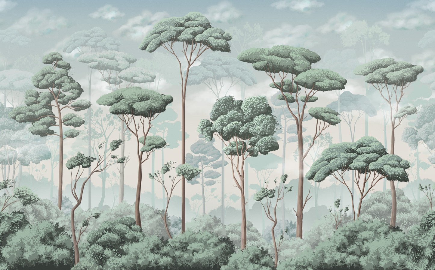 Papier peint panoramique pinède volupté, mural concept, tendance