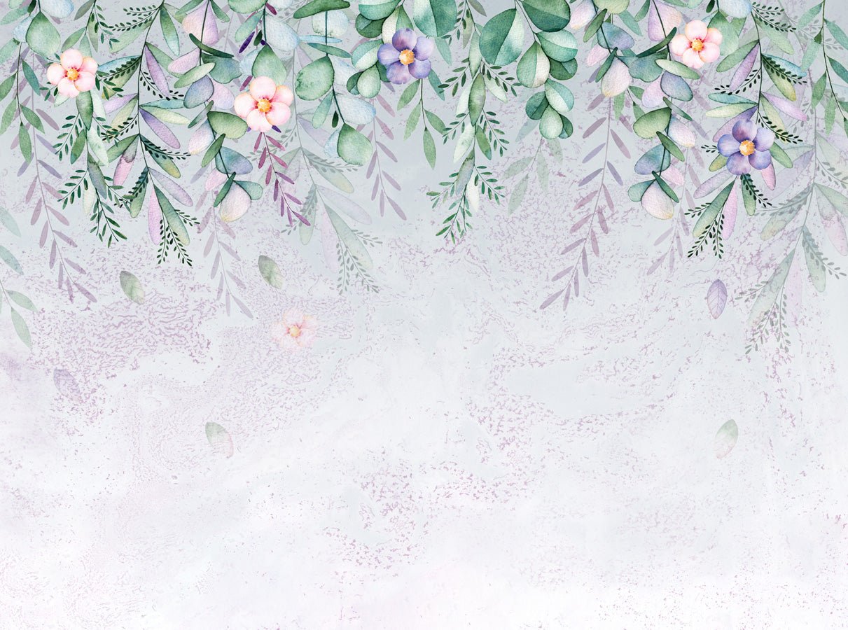 Papier peint panoramique végétal romantique, mural concept, tendance