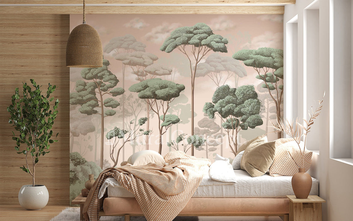 Jasmine voluptuous pine forest panoramic wallpaper