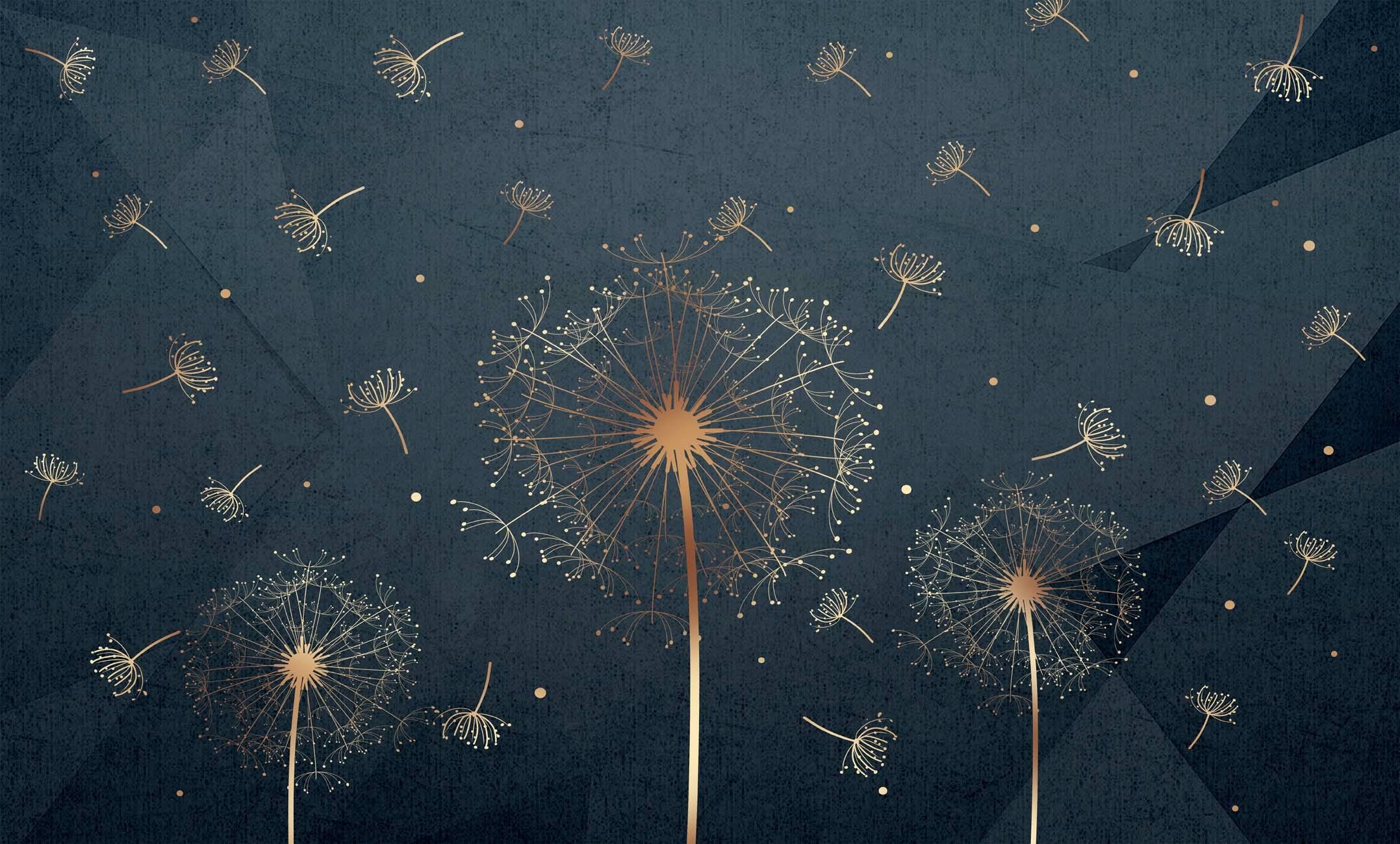 Papier peint Pissenlit & Bleu profond, XXL, tendance