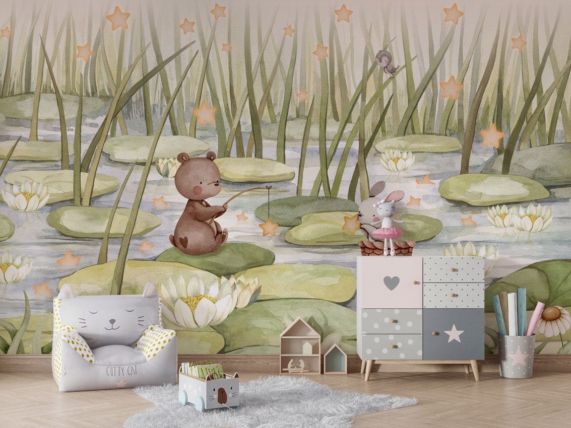 Papier peint enfant - Etang étoilée - Muralconcept