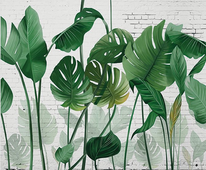 Papier peint Feuille bananier Vintage L245cm x H203cm, XXL, tendance