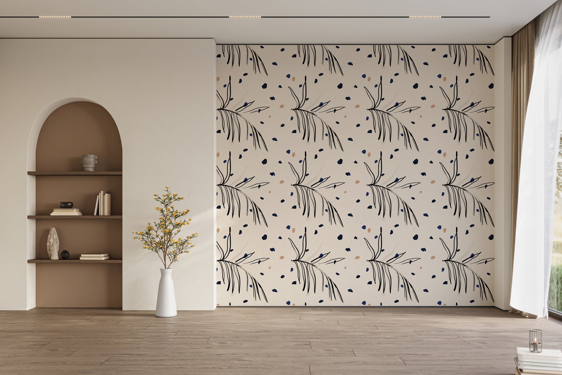 Papier peint minimaliste feuilles, XXL, tendance